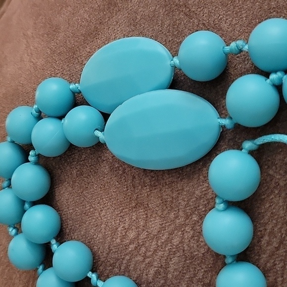 VTG Rubber Knot Beaded Chunky Mod Necklace - Picture 4 of 6